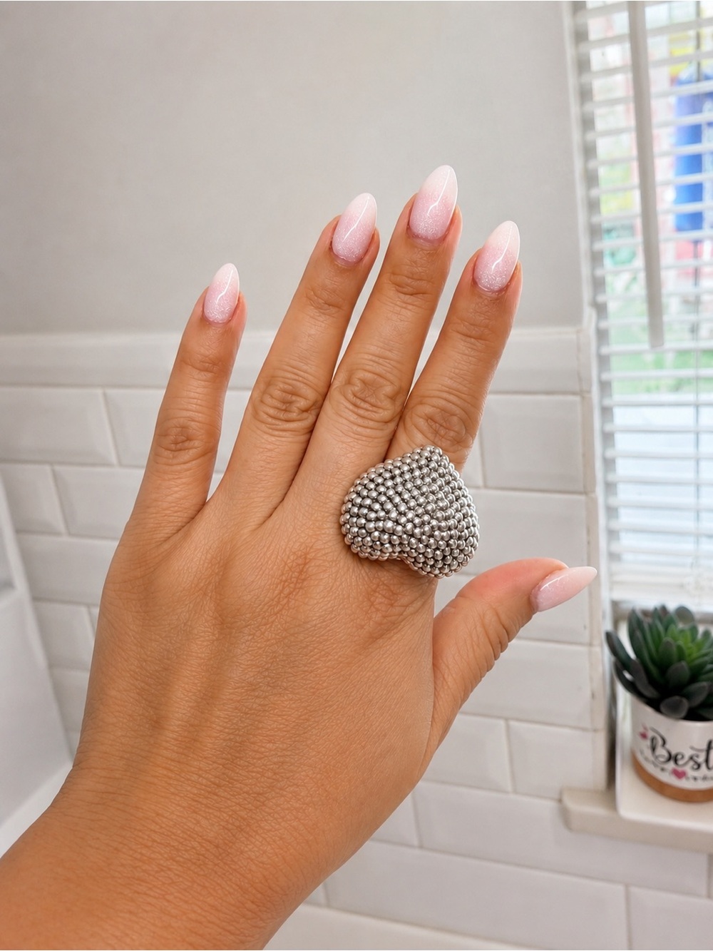 925 Sterling Silver Heart Statement Ring - Women's Jewelry